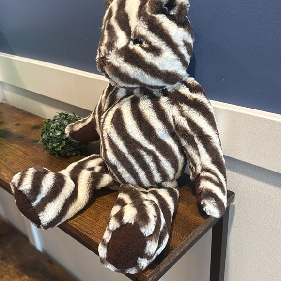 Soft Luxury Teddy Bear Plush PBK Pottery Barn Kids Brown Zebra Stripe Toy 8/2012 - Picture 3 of 12